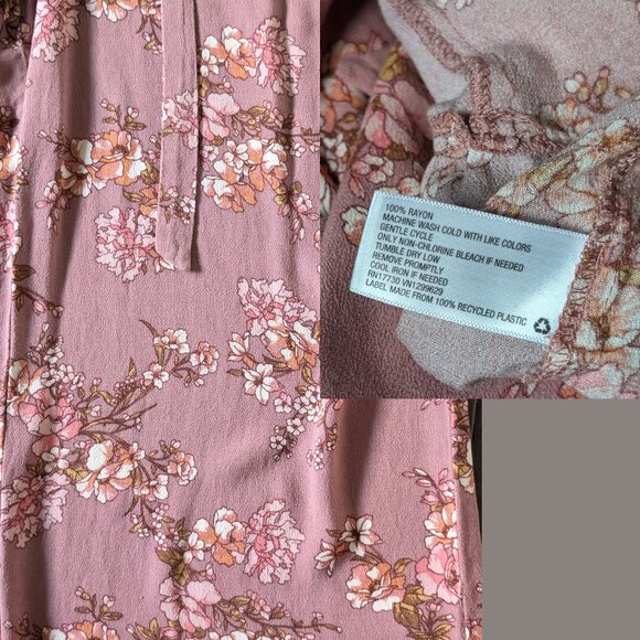 Xhilaration, Mauve Floral Cropped Jumpsuit with Ruffles, Vneck, Size S - Picture 9 of 14